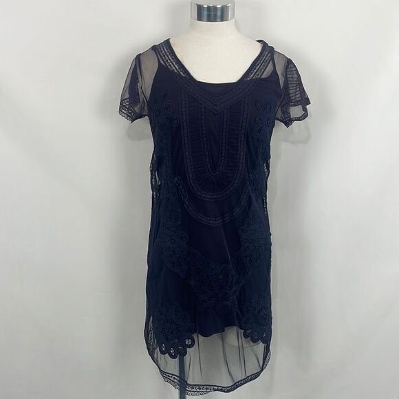 Navy Lace With Slip Dress - Picture 1 of 5